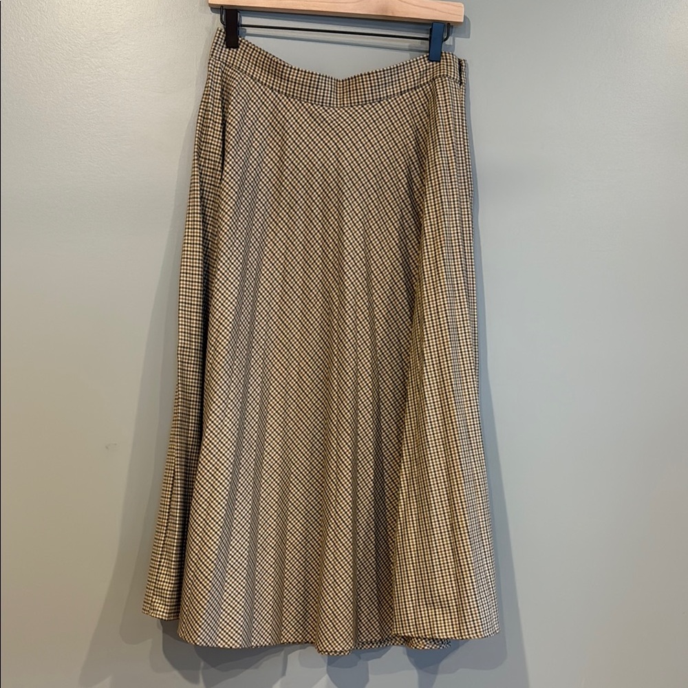 Zara Gold Pleated Midi Skirt A-Line